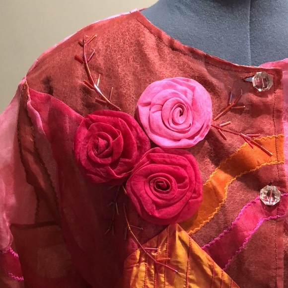 Sandy Starkman semi sheer floral embroidered jacket - Picture 3 of 11